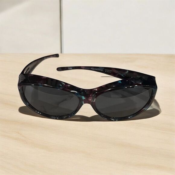 Jonathan Paul Unisex Fitover Sunglasses Purple Wrap Gray Lens UV400 - Picture 2 of 6